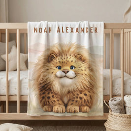 Safari Cute Zuberi The Fluffy Leopard Name Kids フリースブランケット
