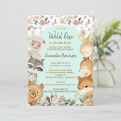 Safari Farm Animal Bear Fox Rabbit Raccoon blue 招待状 (スタンド正面)