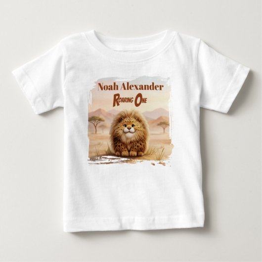Safari First Birthday Zuberi Fluffy Leopard Party ベビーTシャツ (正面)
