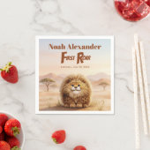 Safari First Roar Fluffy Leopard Birthday Party スタンダードカクテルナプキン (インサイチュ)