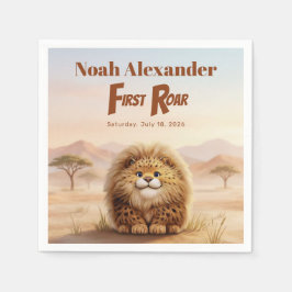 Safari First Roar Fluffy Leopard Birthday Party スタンダードカクテルナプキン