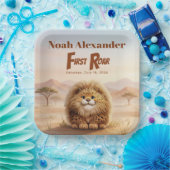 Safari First Roar Fluffy Leopard Birthday Party ペーパープレート (パーティー)