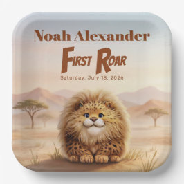 Safari First Roar Fluffy Leopard Birthday Party ペーパープレート