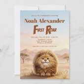 Safari First Roar Fluffy Leopard Birthday Party 招待状 (正面)