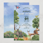 Safari forest baby shower 招待状 (正面/裏面)