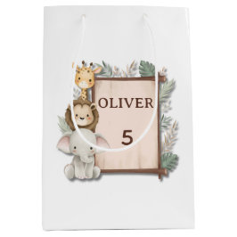 Safari Gift Bag, Oliver's 5th Birthday Present Bag ミディアムペーパーバッグ