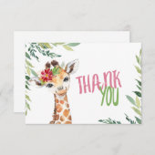 Safari Giraffe Pink Thank You Note Card サンキューカード (正面/裏面)