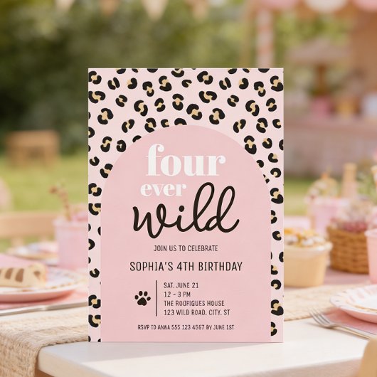 Safari Girl 4th Birthday Party Invitation 招待状