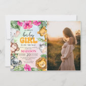 Safari Girl Baby Showerのパーティー写真 招待状 (正面)