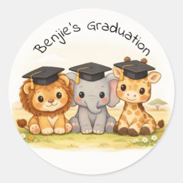 Safari Graduation Cute Animal Party  ラウンドシール