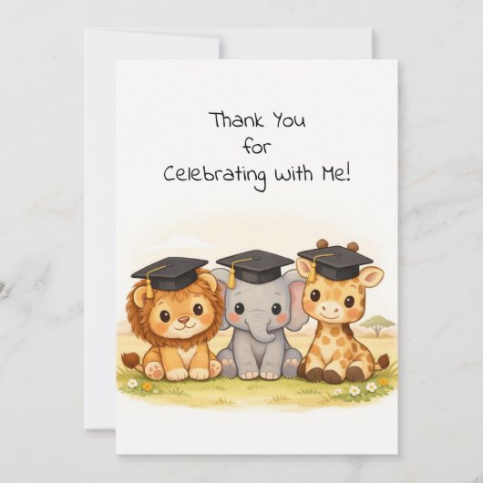 Safari Graduation for Kids Preschool Kindergarten サンキューカード (正面)