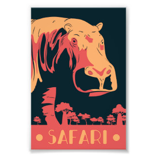 Safari Hippo and Landscape フォトプリント