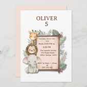 Safari Jungle 5th Birthday Invite Boy 招待状 (正面/裏面)