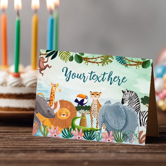 Safari jungle animal Birthday Food Tent  プレイスカード