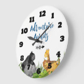 Safari Jungle Animal Illustration Adventure Awaits ラージ壁時計 (傾斜)
