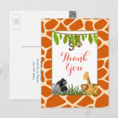 Safari Jungle Animal Theme Party Thank You ポストカード (正面/裏面)