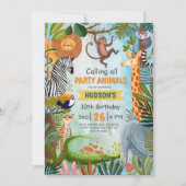 Safari jungle animals any age boy birthday 招待状 (正面)