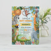 Safari jungle animals any age boy birthday 招待状 (スタンド正面)