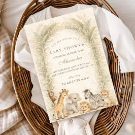 Safari Jungle Animals Arch Baby Shower 招待状