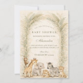 Safari Jungle Animals Arch Baby Shower 招待状 (正面)