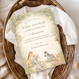 Safari Jungle Animals Baby Shower 招待状