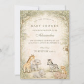 Safari Jungle Animals Baby Shower 招待状 (正面)