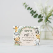Safari Jungle Animals Baby Shower Diaper Raffle エンクロージャーカード (スタンド正面)