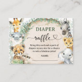 Safari Jungle Animals Baby Shower Diaper Raffle エンクロージャーカード (正面)