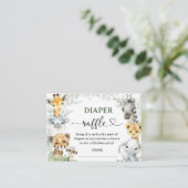 Safari Jungle Animals Baby Shower Diaper Raffle エンクロージャーカード (スタンド正面)