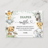 Safari Jungle Animals Baby Shower Diaper Raffle エンクロージャーカード (正面)