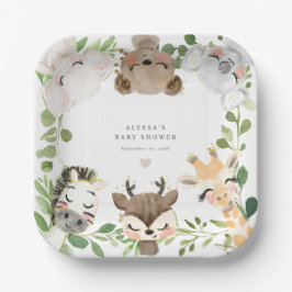 Safari Jungle Animals Baby Shower Paper Plates ペーパープレート