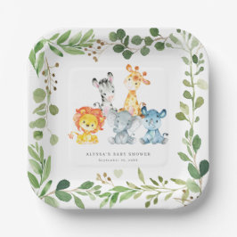 Safari Jungle Animals Baby Shower Paper Plates ペーパープレート