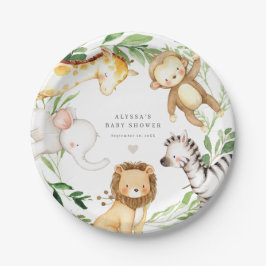 Safari Jungle Animals Baby Shower Paper Plates ペーパープレート