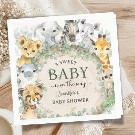 Safari Jungle Animals Baby Shower Tropical スタンダードカクテルナプキン