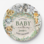 Safari Jungle Animals Baby Shower Tropical   ペーパープレート (正面)
