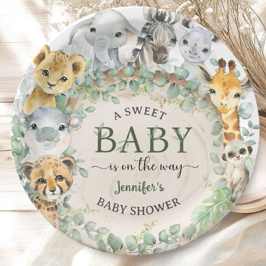 Safari Jungle Animals Baby Shower Tropical   ペーパープレート
