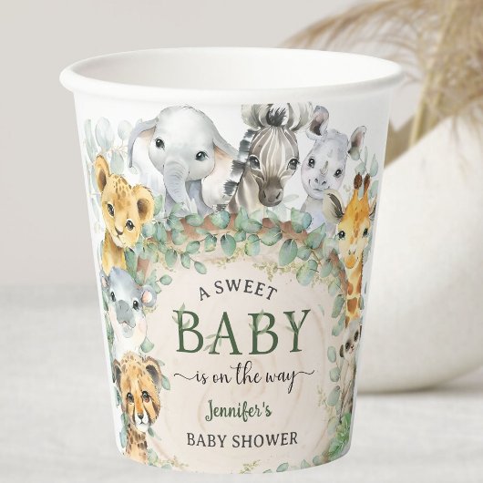 Safari Jungle Animals Baby Shower Tropical 紙コップ