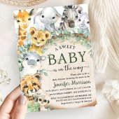 Safari Jungle Animals Baby Shower Tropical Rustic 招待状