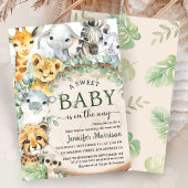 Safari Jungle Animals Baby Shower Tropical Rustic 招待状