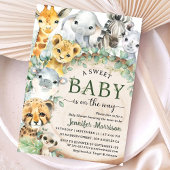 Safari Jungle Animals Baby Shower Tropical Rustic 招待状