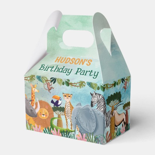 Safari jungle animals birthday custom フェイバーボックス (正面サイド)
