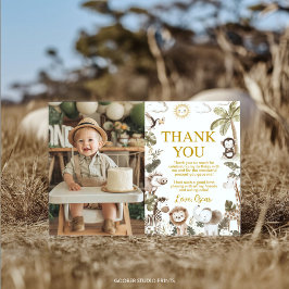 Safari Jungle Animals Birthday Party Photo サンキューカード