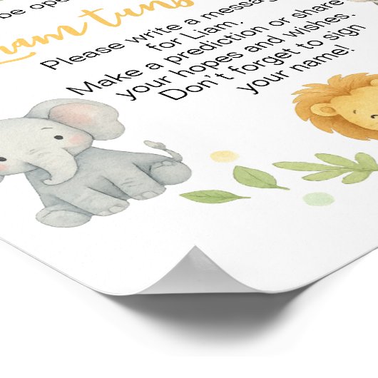 Safari Jungle Animals Birthday Time Capsule Sign ポスター (角)