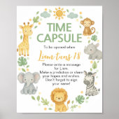 Safari Jungle Animals Birthday Time Capsule Sign ポスター (正面)