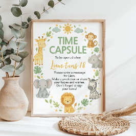 Safari Jungle Animals Birthday Time Capsule Sign ポスター
