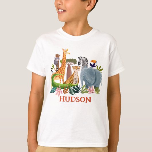 Safari jungle animals boy birthday tシャツ (正面)
