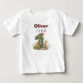 Safari Jungle Animals First Birthday ベビーTシャツ (正面)