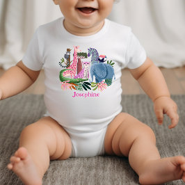 Safari jungle animals girl birthday ベビーボディスーツ