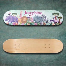 Safari jungle animals girl custom skateboard スケートボード