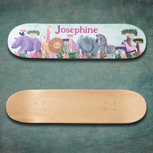 Safari jungle animals girl custom skateboard スケートボード